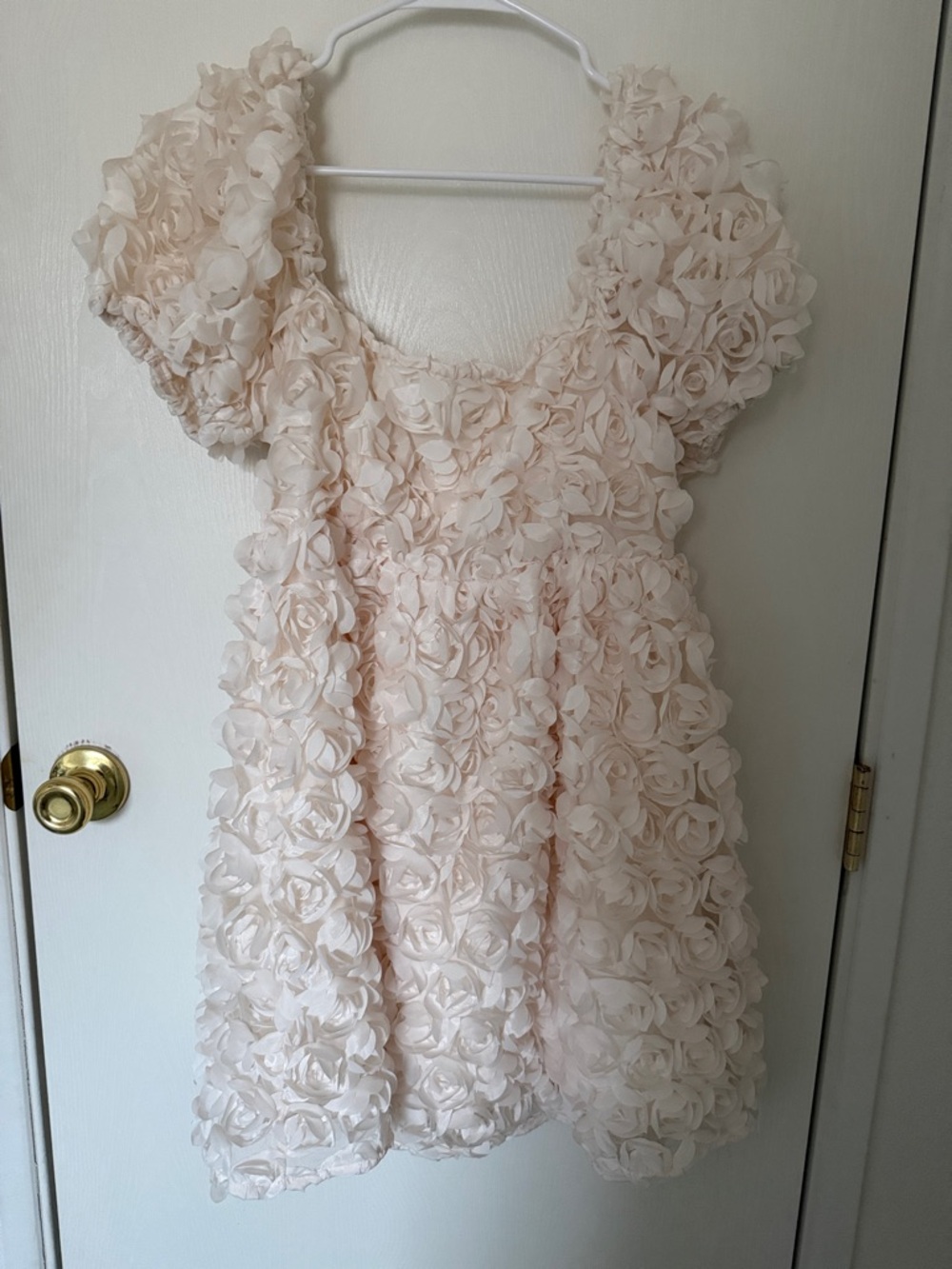 Altar'd State Cream Rosette Puff Sleeve Party Dress